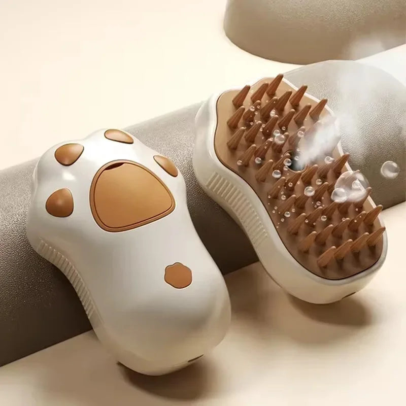 Furly Steam Pet Brush in white and coffee color options
