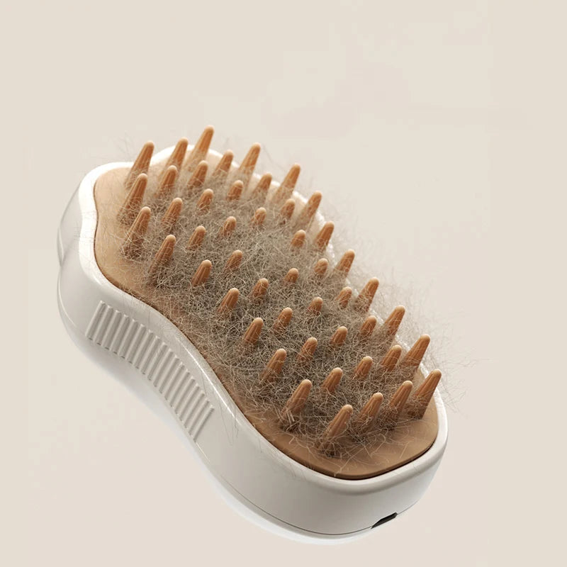 Furly Steam Pet Brush releasing fine static-neutralizing micro-mist
