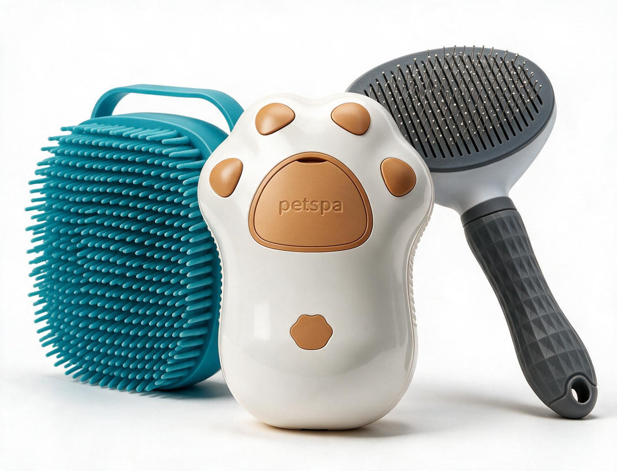 Spa grooming ritual kit for calm baths and static-free deshedding